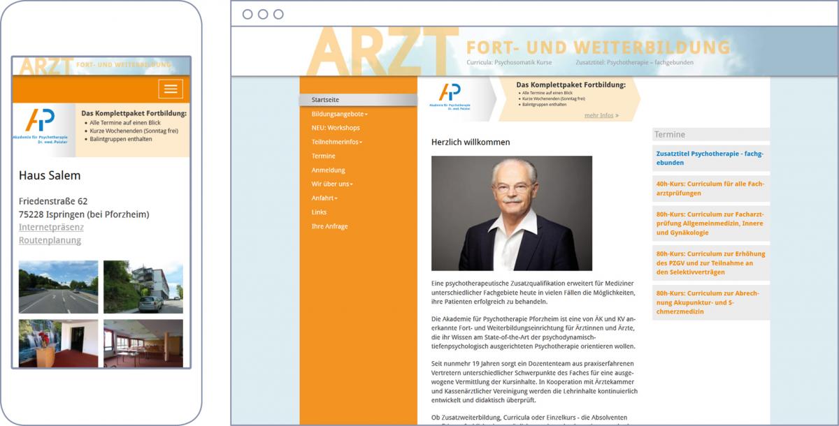 Webdesign: Akademie für Psychotherapie Pforzheim